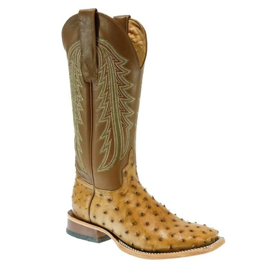 Western Boots * | Shop New Stt Brown Umber Full Quill Ostrich Umber Santos Men'S Boots