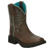 Western Boots * | Less Expensive Justin Mandra Brown And Turquoise Women'S Boots