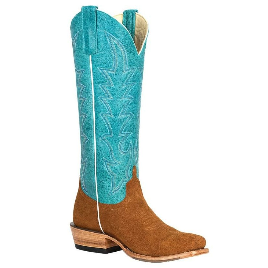 Western Boots * | Best Sale Macie Bean Camel Suede Turquoise Sensation Top Women'S Boots