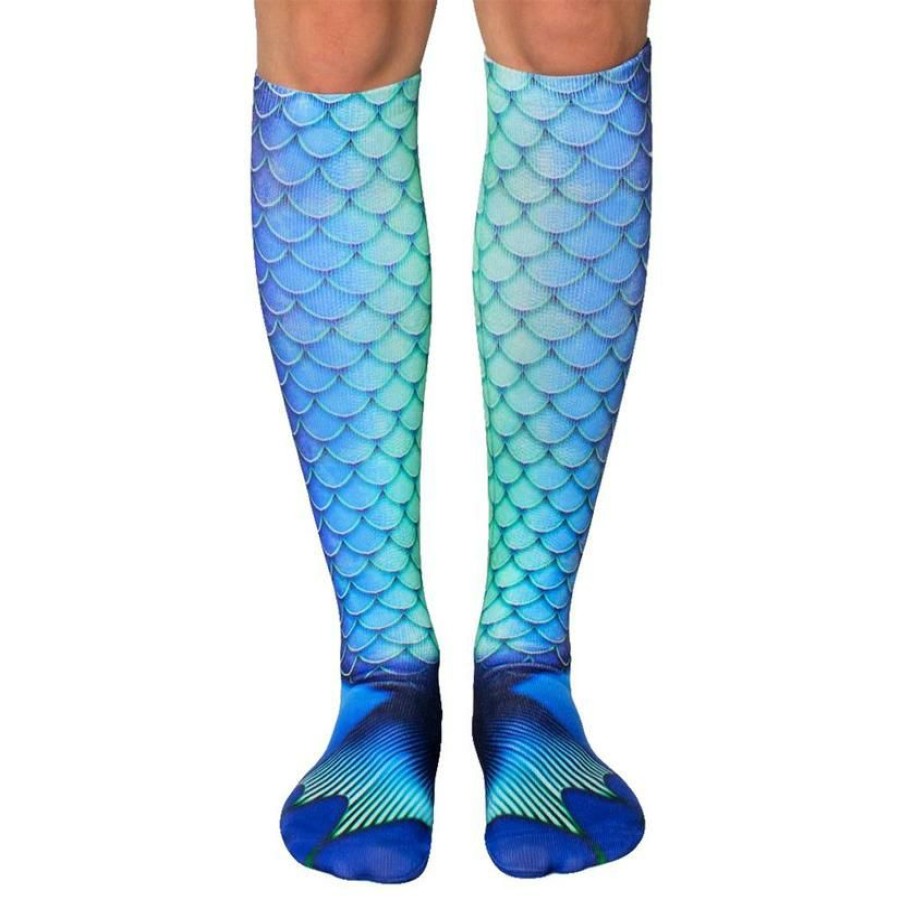 Socks * | Shop New Blue Mermaid Knee High Socks