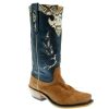 Western Boots * | Best Sale Fenoglio Tan Fuji Roughout Blue Top Women'S Boots