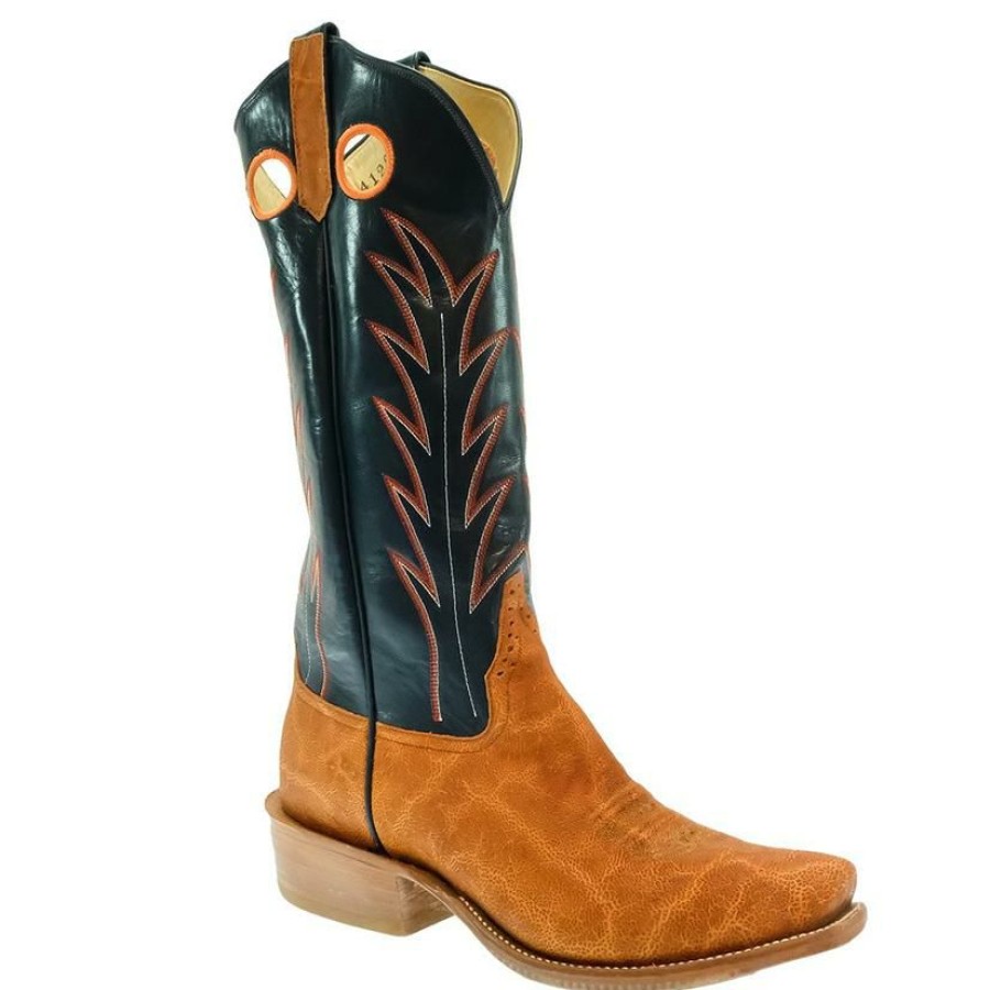 Western Boots * | New Rios Of Mercedes Brandy Vintage Elephant With Regal Blue Kidskin Top Men'S Boot