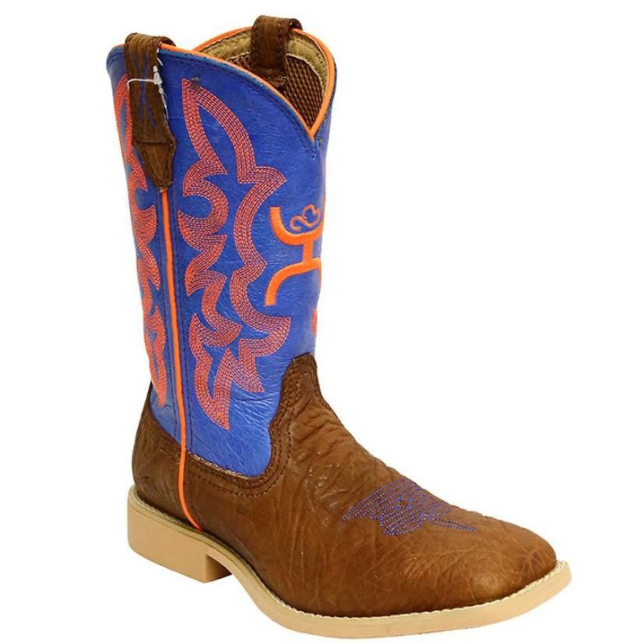 Western Boots * | Shop New Twisted X Kid'S Hooey Blue And Orange Narrow Square Toe Boots