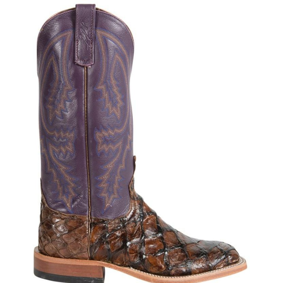 Western Boots * | Cheap Anderson Bean Chocolate And Purple Big Bass Boots