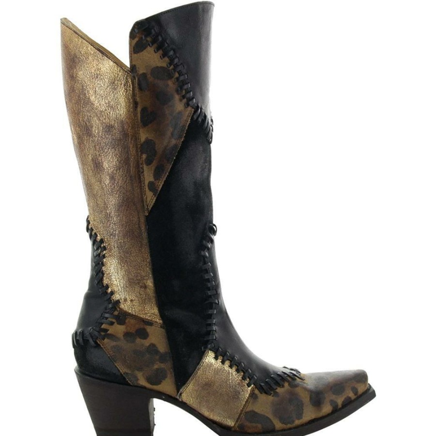 Western Boots * | Cheap Old Gringo Yippee Ki Yay Hayley Black Brown Patchwork Women'S Boots