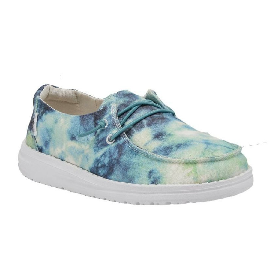 Shoes * | 100% Guarantee Hey Dude Tie Dye Ocean Youth Girls Shoe