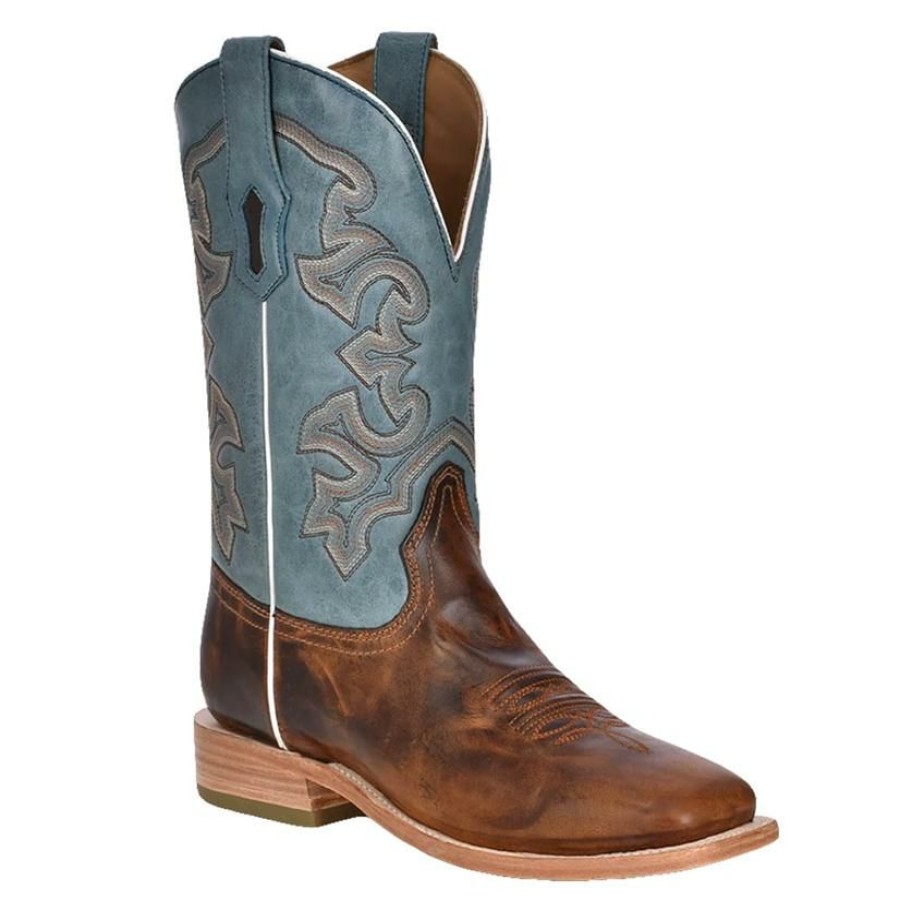 Western Boots * | Shop New Corral Honey And Blue Embroided Rodeo Men'S Boots