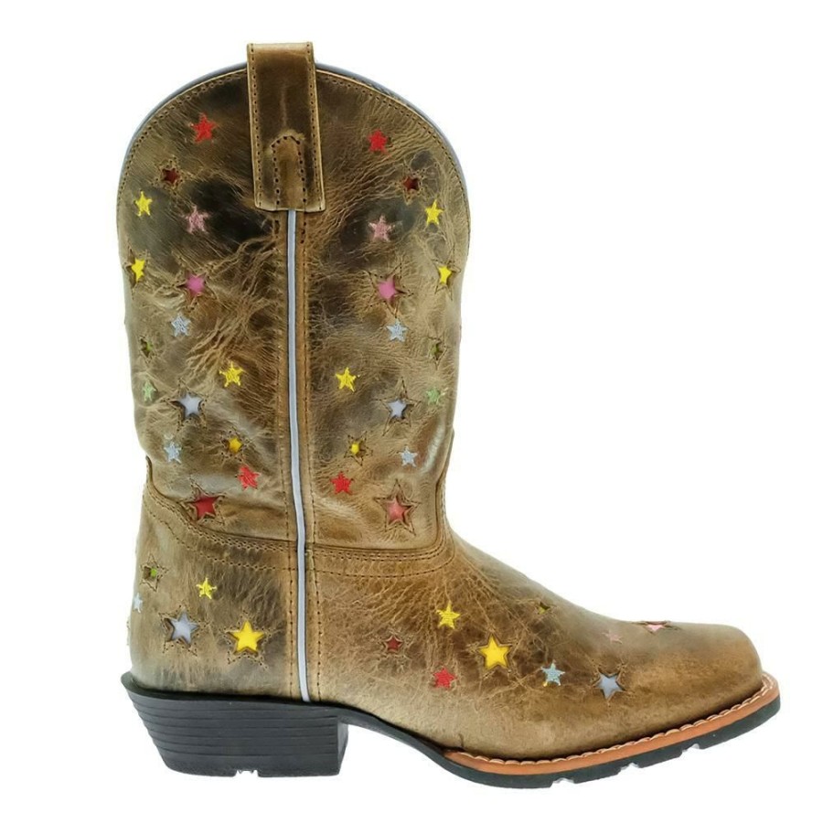 Western Boots * | Reasonable Price Dan Post Starlett Brown Multi Star Girl'S Youth Boots