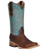 Western Boots * | Cheap Circle G Brown And Turquoise Girl'S Boots