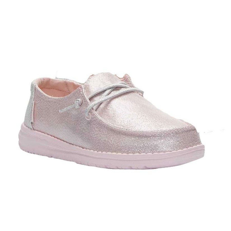 Shoes * | Clearance Hey Dude Wendy Sparkling Pink Toddler Girl Shoe