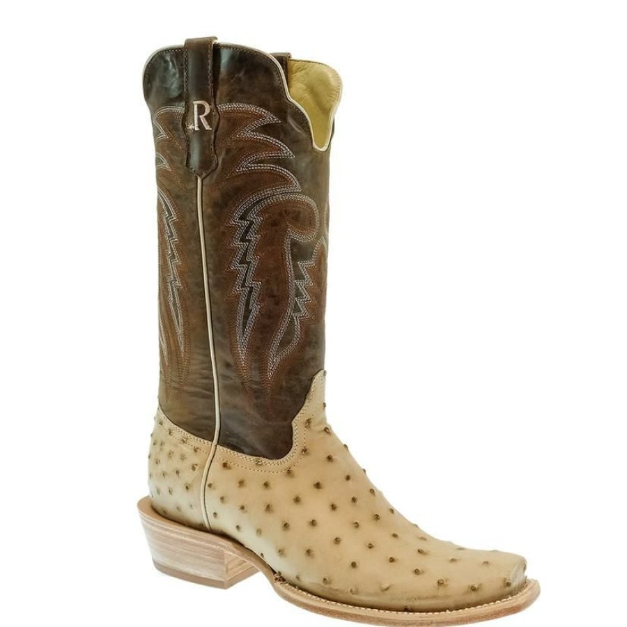 Western Boots * | Outlet Sale R. Watson Sand Full Quill Ostrich Men'S Boots