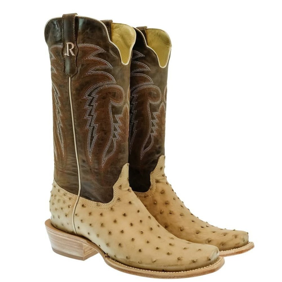 Western Boots * | Outlet Sale R. Watson Sand Full Quill Ostrich Men'S Boots