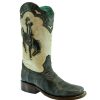 Western Boots * | Reasonable Price Corral Distressed Black And White Embroidered Bronc Rider Women'S Boots