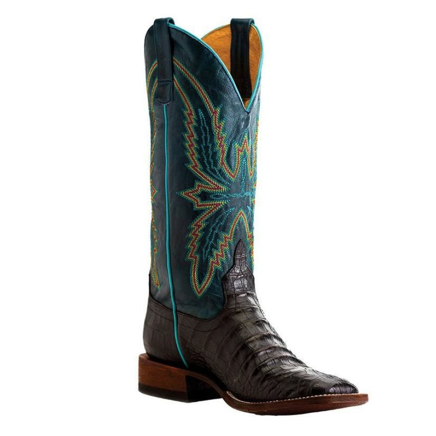 Western Boots * | Best Choice Macie Bean Black Caiman Belly Print Turquoise Top Women'S Boots