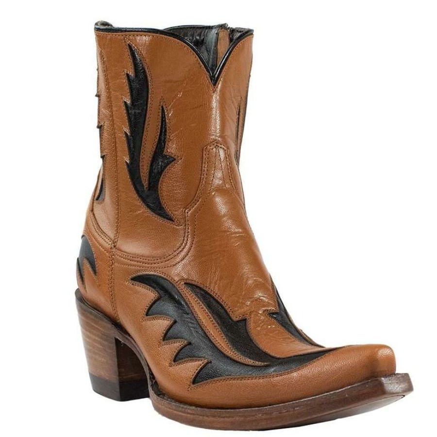 Western Boots * | Shop New Azulado Lisa Brown And Black Women'S Shortie Boots