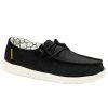 Shoes * | Official Hey Dude Wendy Youth Linen Black Shoe