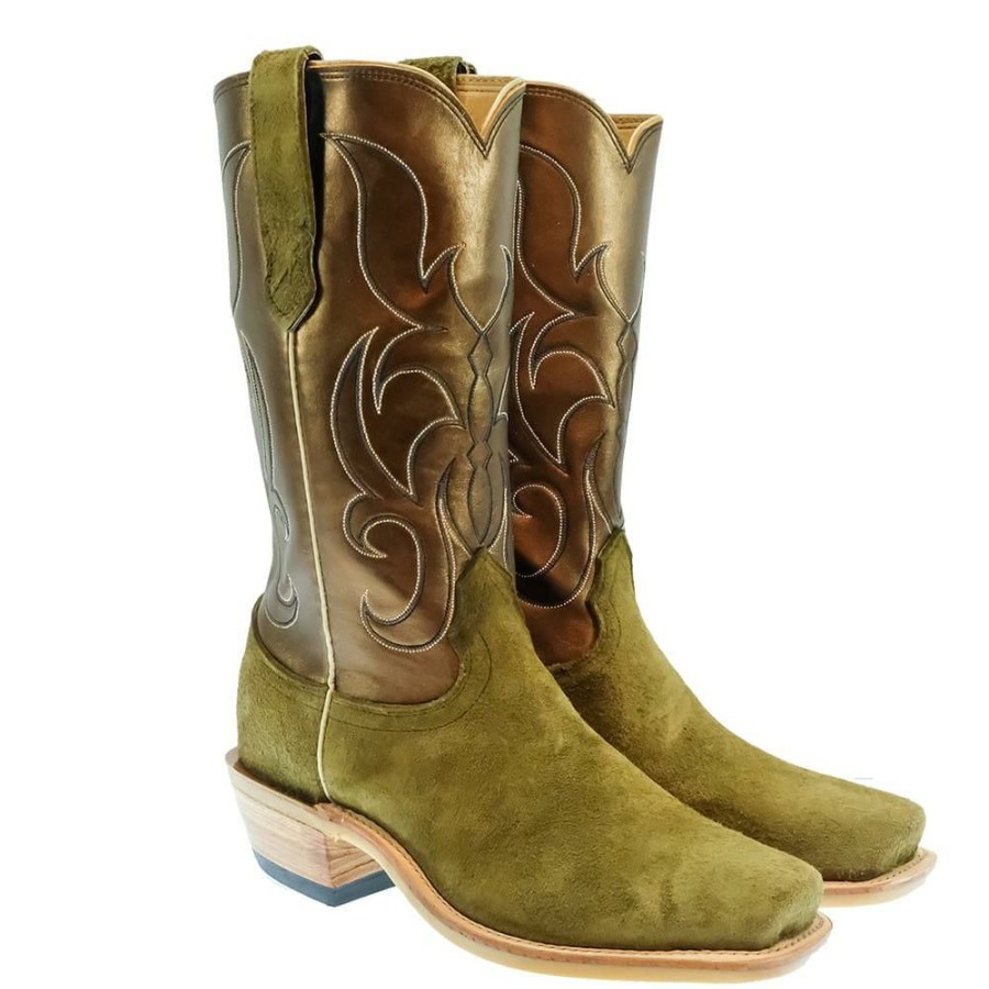 Western Boots * | Excellent Fenoglio Olive Arizona Roughout Bronze Metallic Men'S Boot